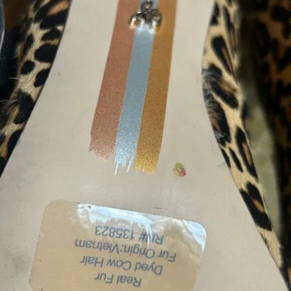Sam Edelman Nude Leopard Print Cow Fur Hinda Jewel Buckle Strap Pumps NEW - Picture 11 of 16